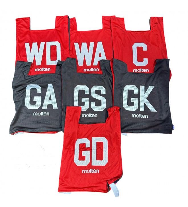 Molten Netball Reversible Mesh Bib Set (RED/CHARCOAL)